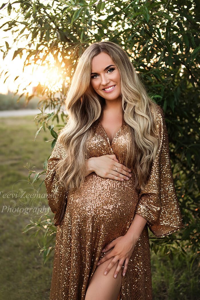 maternity gold dress
